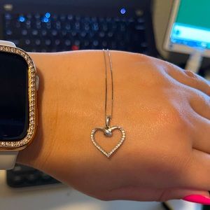 Diamond Heart Pendant - White Gold